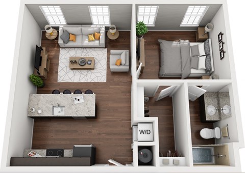Floor plan for 1 bed, 1 bath, 502 sqft